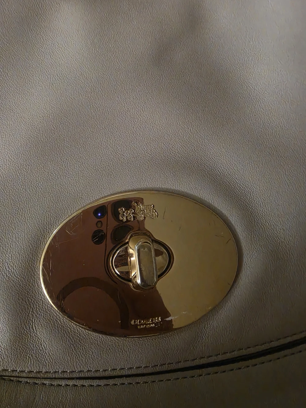 Coach Smooth Leather Circle Hobo Bag Grey Birch 34656